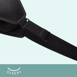 Side view of Glowco's black Sleepy Sleep Mask highlighting the adjustable strap for customizable comfort and secure fit during sleep.