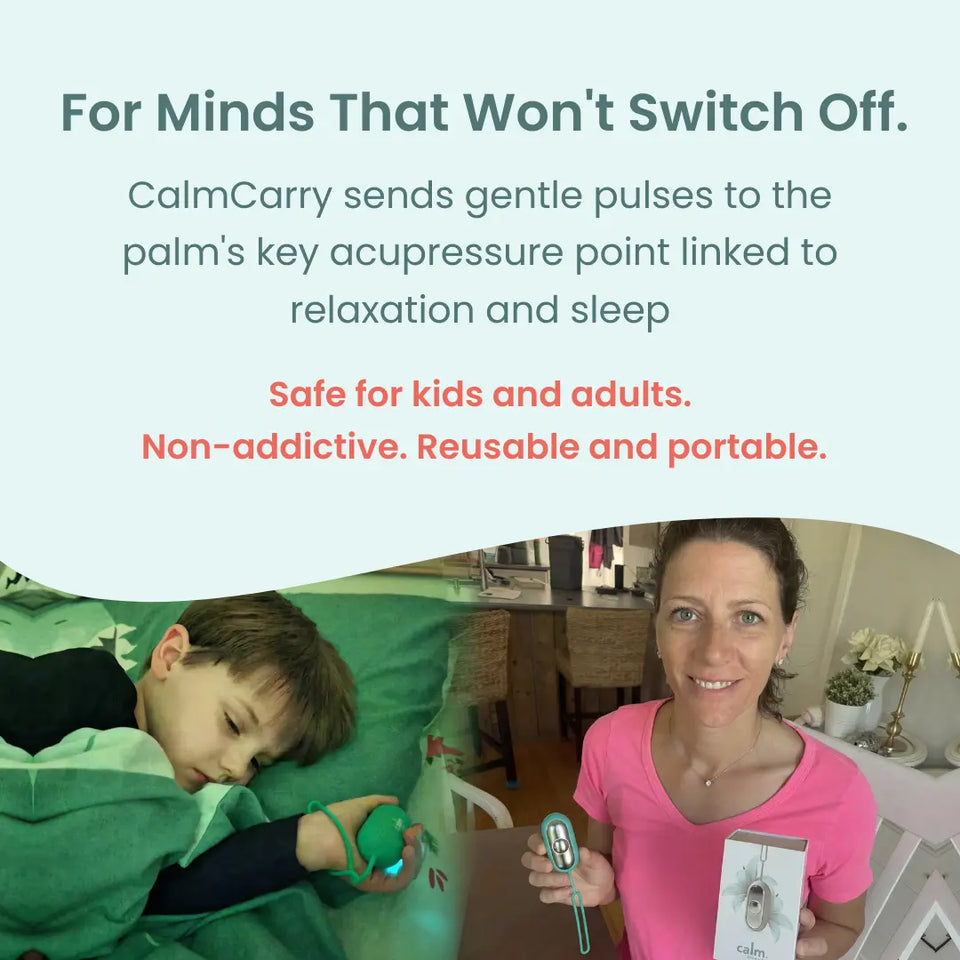Parent and child at bedtime with CalmCarry Kids