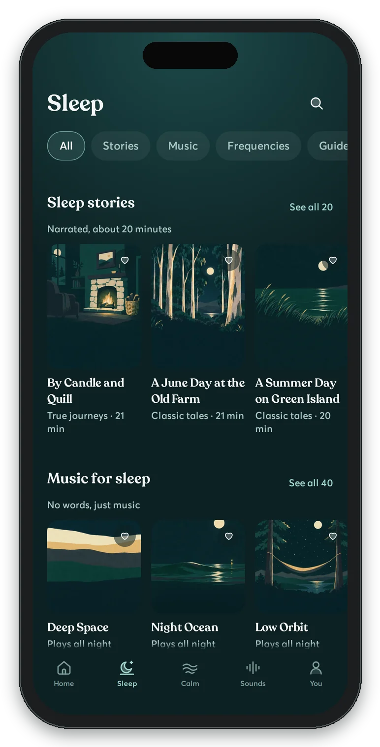 Sleep stories in the CalmCarry app