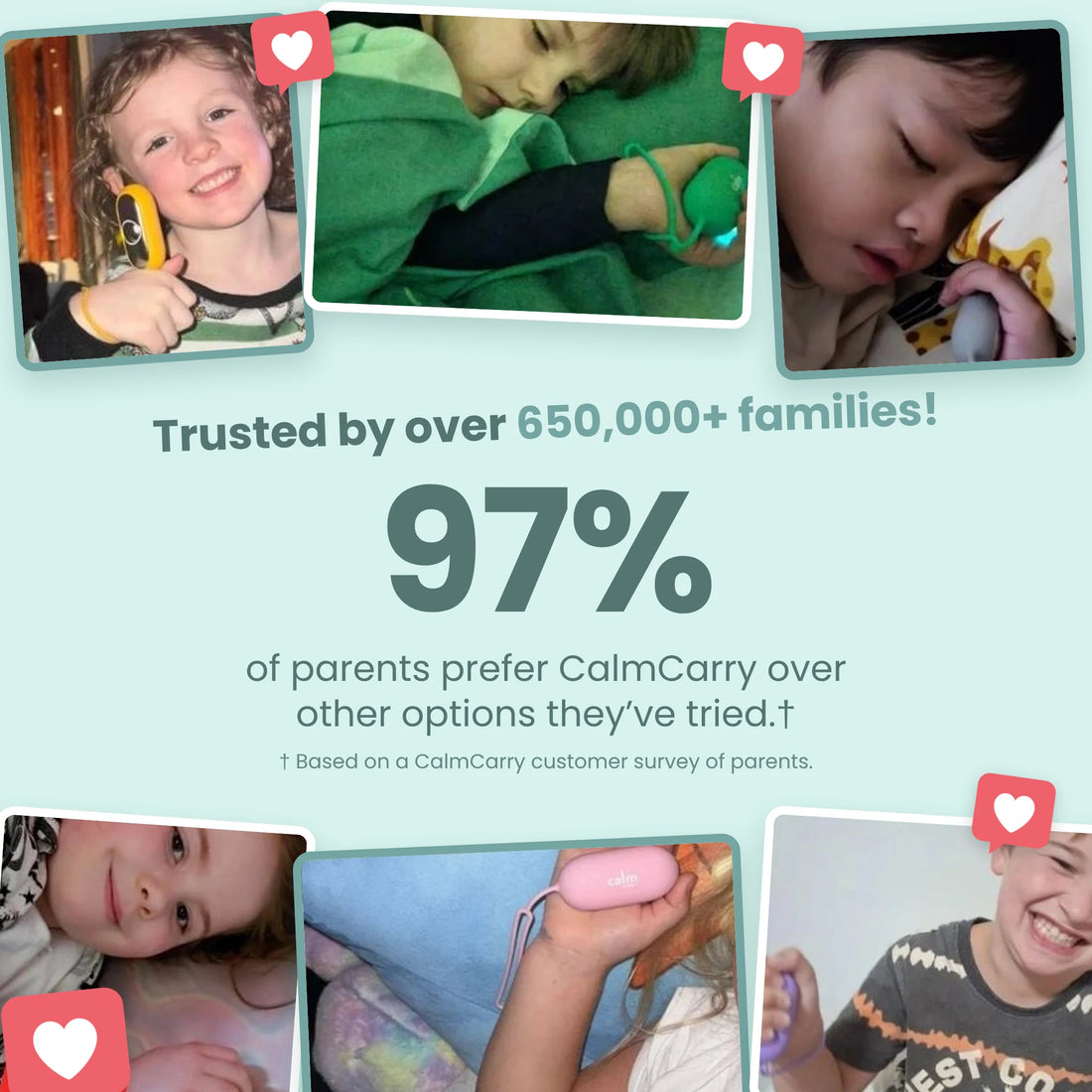 Trusted by over 650,000 families, 97% of parents prefer CalmCarry