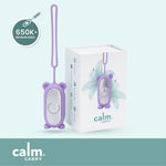 Purple CalmCarry device on a light green background