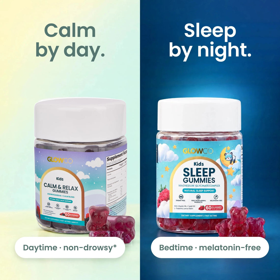 Calm by day, sleep by night: Glowco Kids Calm & Relax and Kids Sleep Gummies