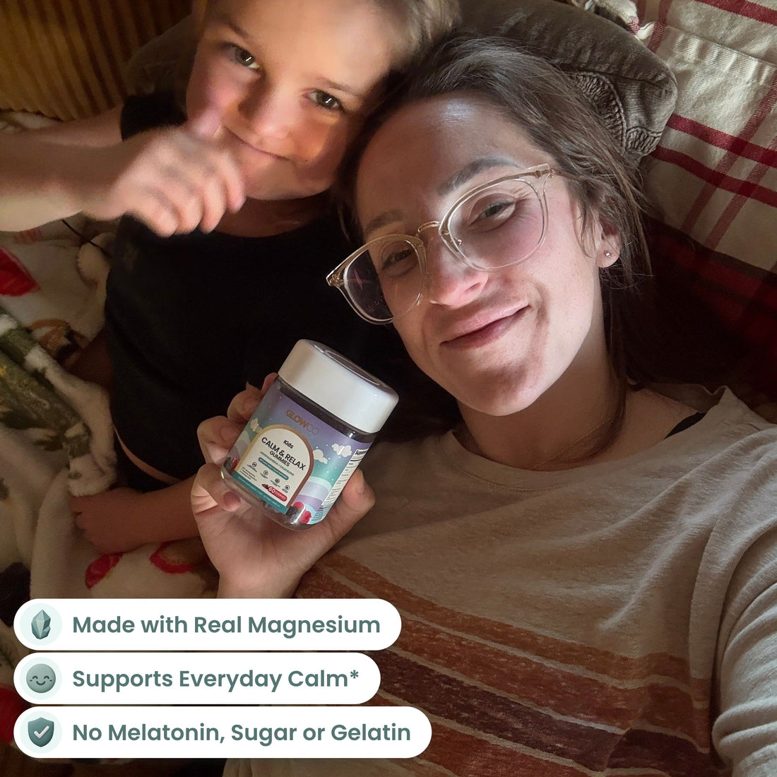 Made with real magnesium, supports everyday calm, no melatonin, sugar or gelatin