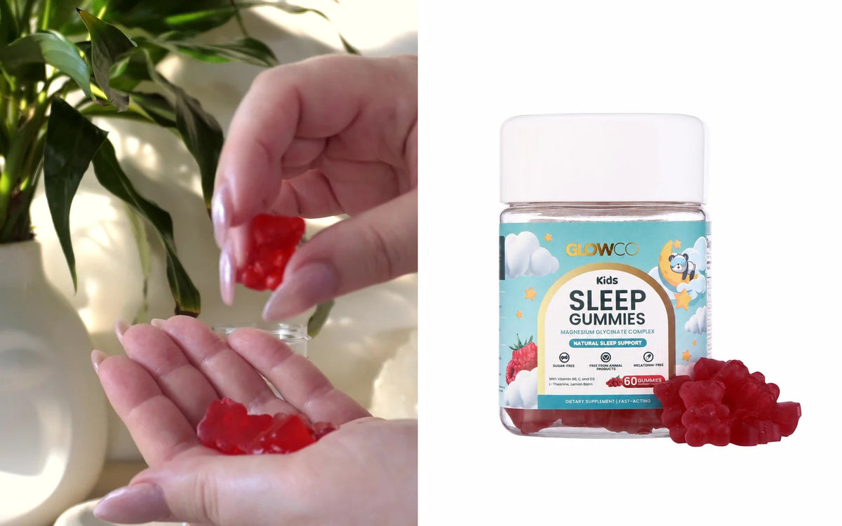 Customers' jars of Glowco Kids Sleep Gummies